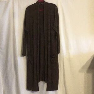 Lisa Rinna Collection Heather Brown Long Open Front Cardigan Sweater Coat
